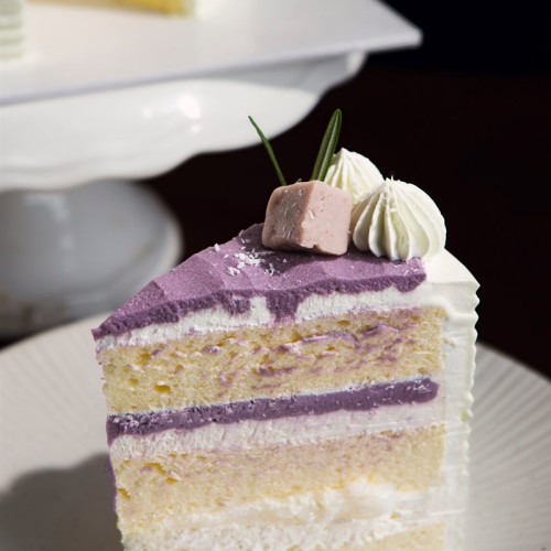 Taro Mochi Cake Slice
